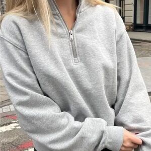 Brandy Melville Gray Quarter-Zip Sweatshirt
